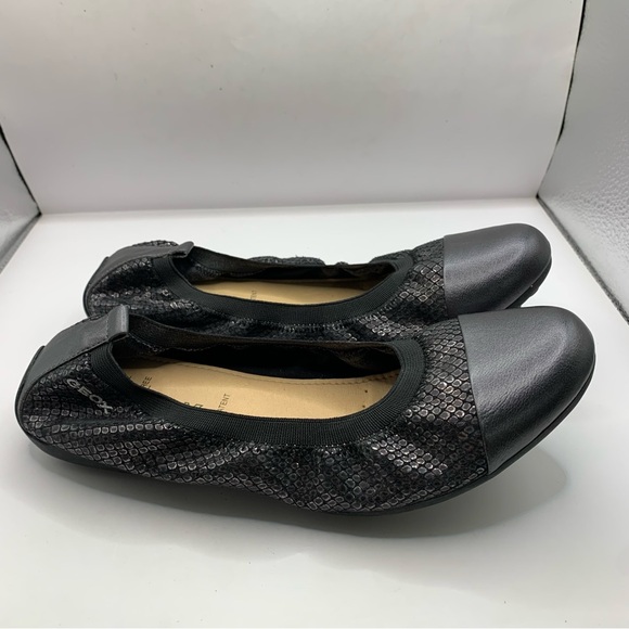 Geox Respira Ballet Flats Italian patent grey & black comfort office sz39 US 8.5 - Picture 3 of 8